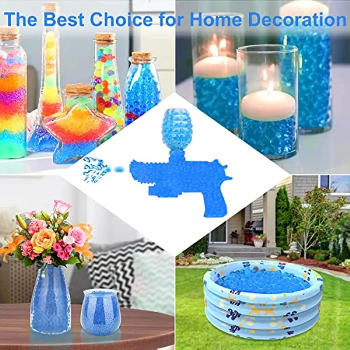 10000Pcs Gel Ball Guns Pearl Shaped Crystal Soil Water Beads Mud Wedding Decor Growing Water Balls Refill Blaster Bullet Decor