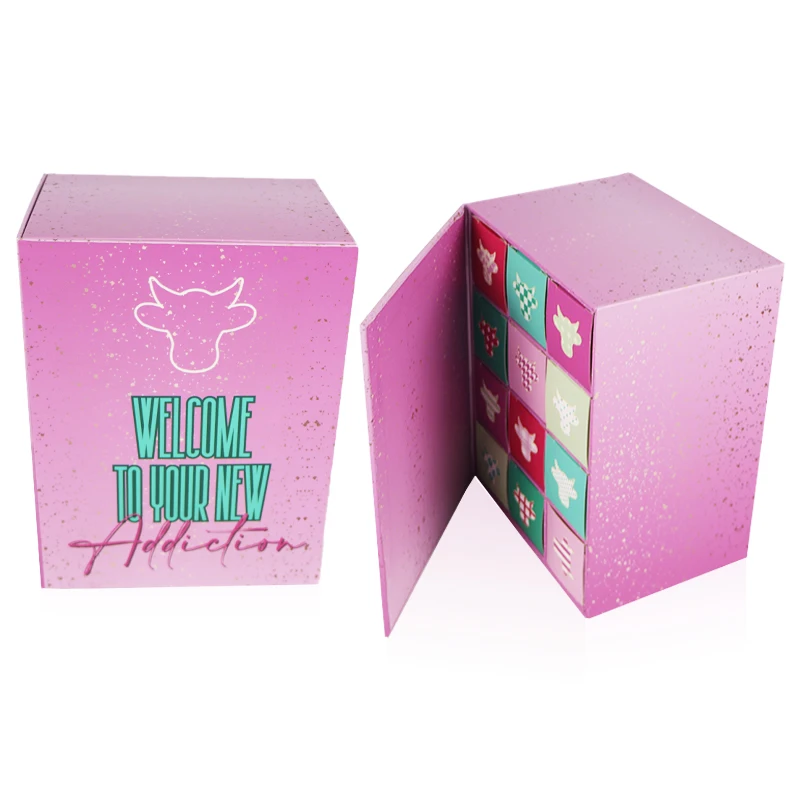 Customization.Custom Logo 30-Day Advent Calendar 12 Days Personalized Empty Skincare Box with Matt Lamination & Embossing for Pa