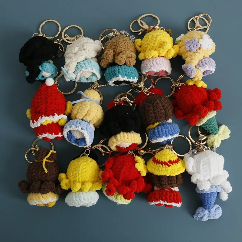 Cute Sweet princes dolls  Charm Keychains Cartoon Mini Hand Knitted Car Keyring Lovely Backpack Handbag Pendant Couple Keyholder