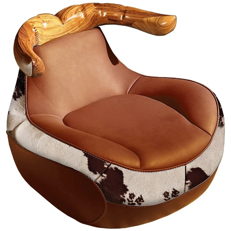 

Оригинальный дизайн, европейский кожаный тигровый стул из черного дерева, одиночный диван из цельного дерева