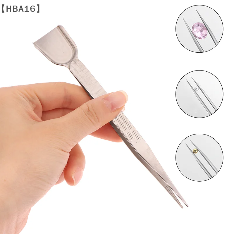 Stainless Steel Nail Tweezers Jewelry Scoop Shovel Sticker Rhinestones Bead Picker Manicure Tools Double Headed Jewelry Tool