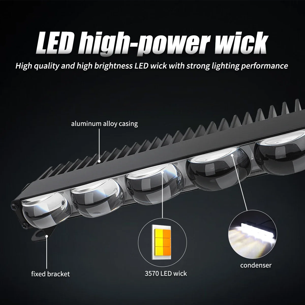 Motorcycle Headlight Handlebar LED 5 Lens Light Bar Set 12-24V Spotlight LED With Switch Kit Fits Most Handlebars White Yellow