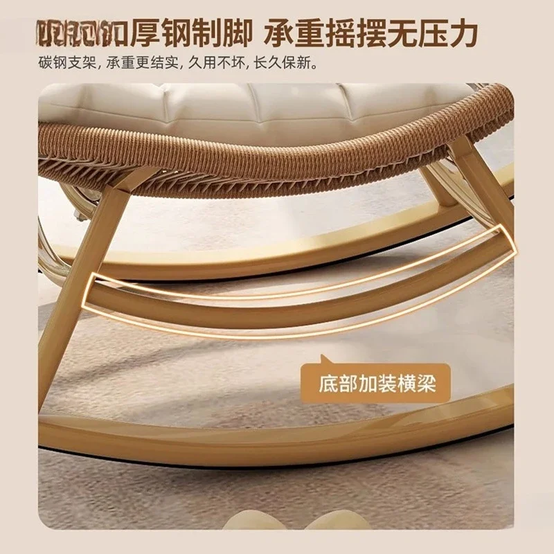 Sedia a dondolo in rattan per il tempo libero, balcone, soggiorno, poltrona reclinabile, sedia da giardino in rattan per cortile adulto