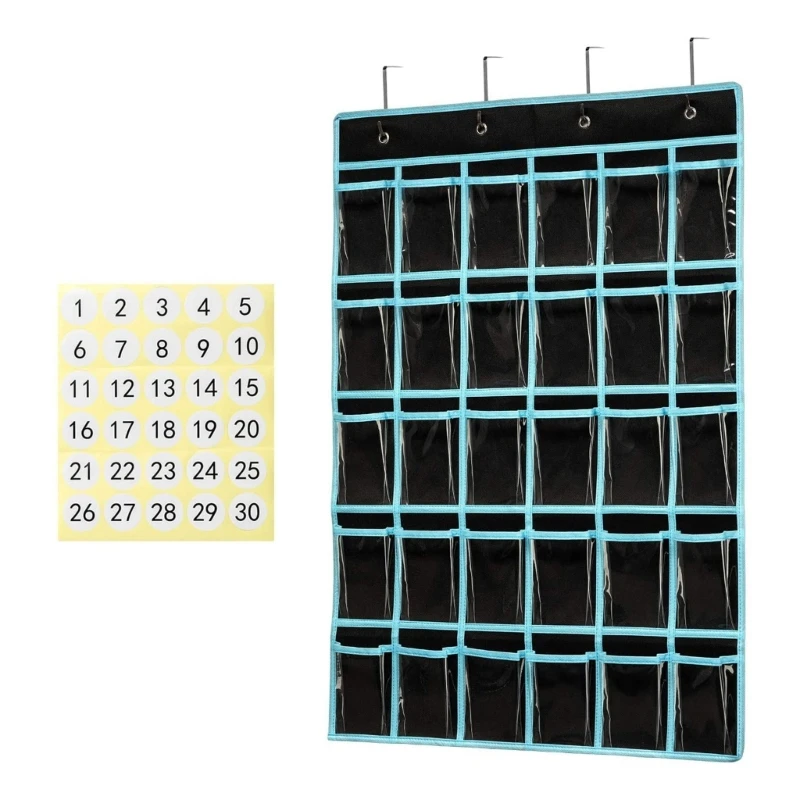 30 Pockets Classroom Phone Pocket Chart Classroom Wall Haning Pocket Chart for Phones Calculators Holders Dropship