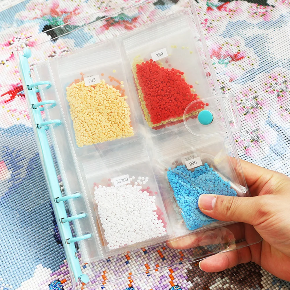 

1 Set Diamond Storage Book Transparent Self-Sealing Bags Portable Rhinestone Organizer Pouch Storing Colored Diamonds Beads