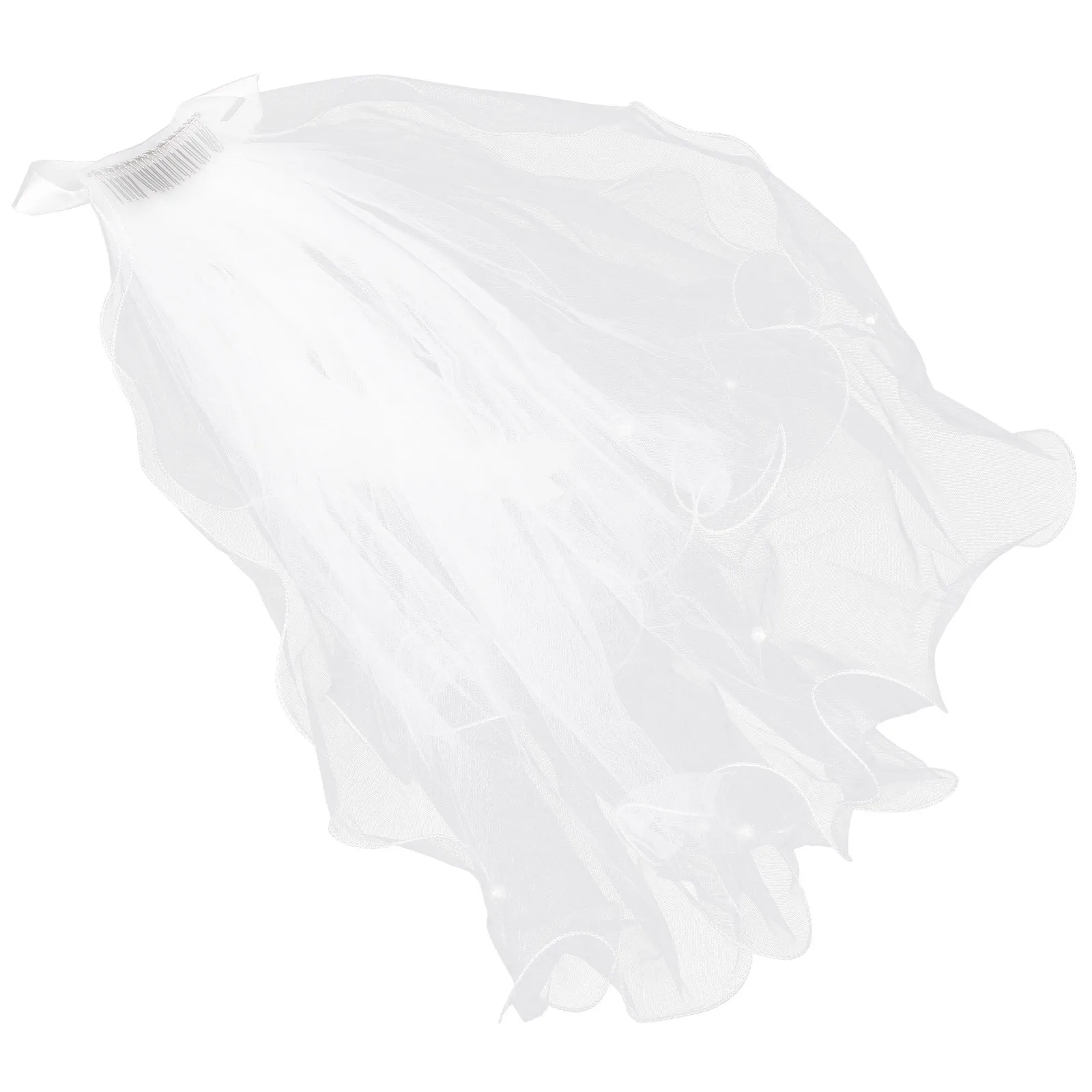 

White Bachelorette Veil Bridal Short Veil Elegant for Wedding Photography Bride Party Gifts Bachelorette Decorations