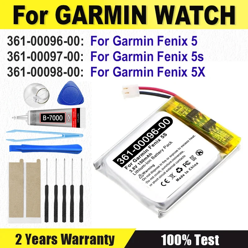 New Watch Battery 361-00097-00 361-00096-00 361-00098-00 For Garmin Fenix 5 Fenix 5S 5X Fenix 6 Replacement Battery + Tools
