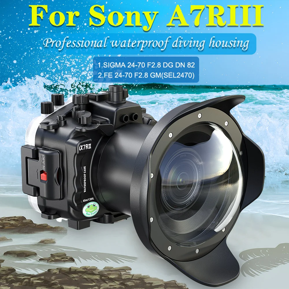 Seafrogs 40meter Waterproof Camera Case For Sony A7RIII/A7III Underwater Housing With 6inch/8inch Glass Dome Port