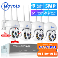 Movols H.265 3MP 5MP Wireless CCTV System Two Way Audio Waterproof PTZ WIFI IP Security Camera 10CH NVR Video Surveillance Kit