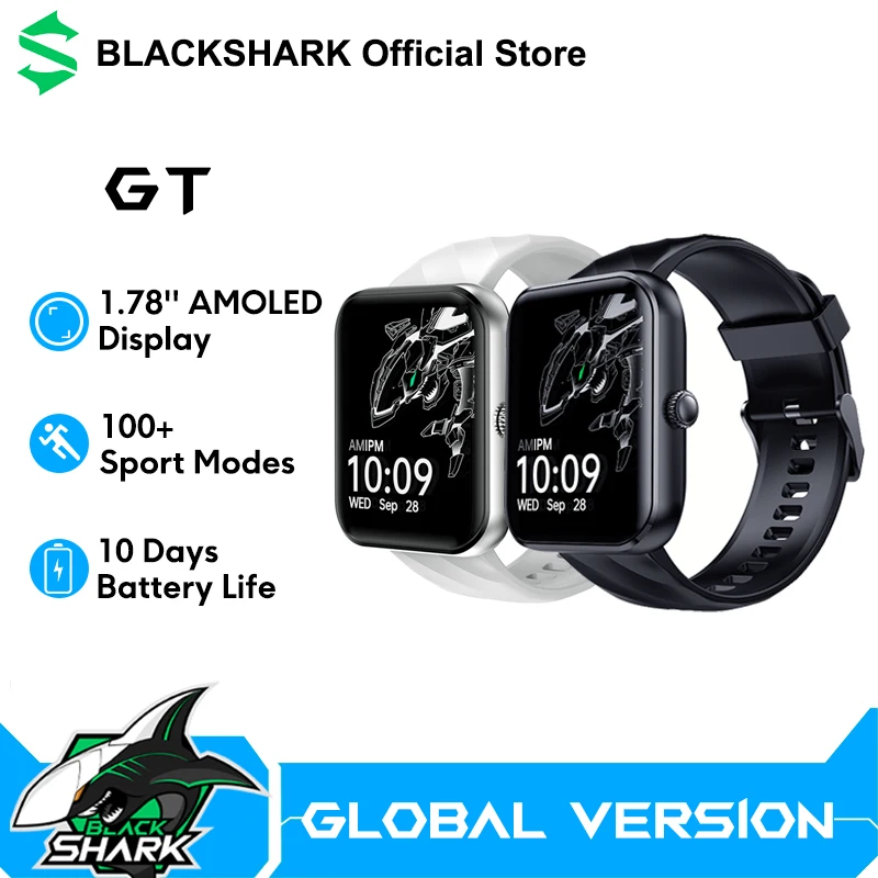 Global Version Black Shark GT SmartWatch 1.78 AMOLED Screen 10 Days Battery Life  BT Calling Health Monitoring 100+ Sport Modes