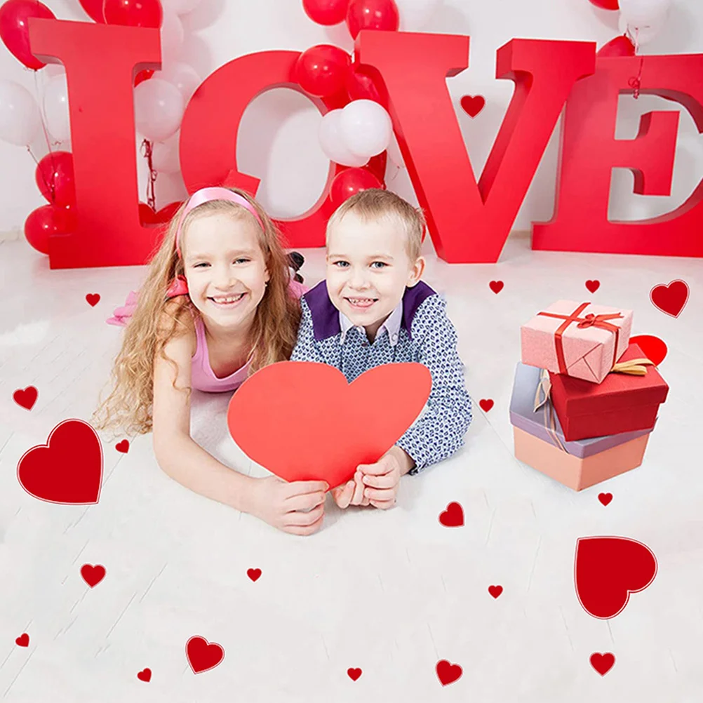 

1 Sheet Heart Wall Stickers Valentine Decor For Home Romantic Heart Stickers Mall Party Self-Adhesive Love-Shaped Floor Decal