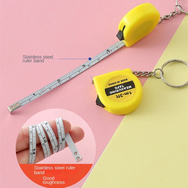 Portable Mini Tape Measure 2m Small Steel Tape Ruler Keychain Pull Ruler Metric Measure Three-way Height Ruler Measuring Tools