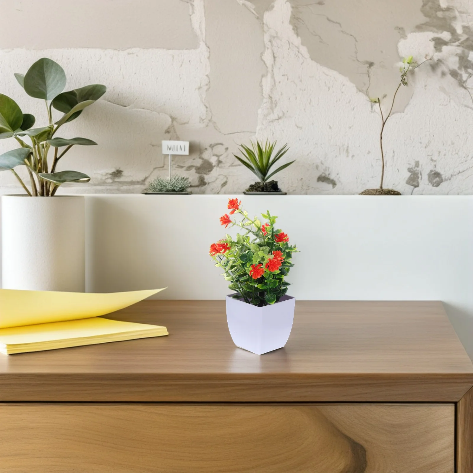 

6Pcs Faux Potted Flowers Realistic Fake Plants in Vase for Home Garden Decoration Artificial Faux Plants Potted Fake Greenery