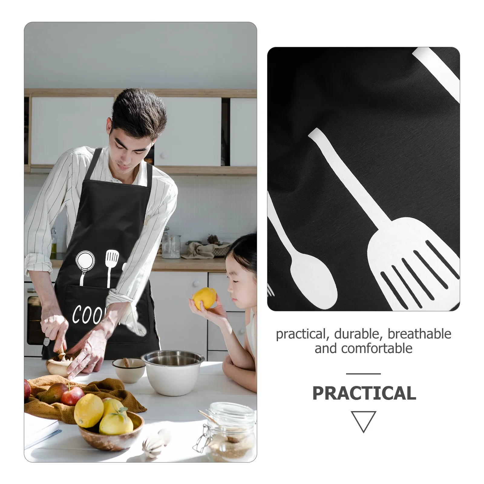 

Adjustable Apron For Kitchen Cooking Baking Grilling Oil-Splashing Protection With Pocket Reusable Household Apron For Men