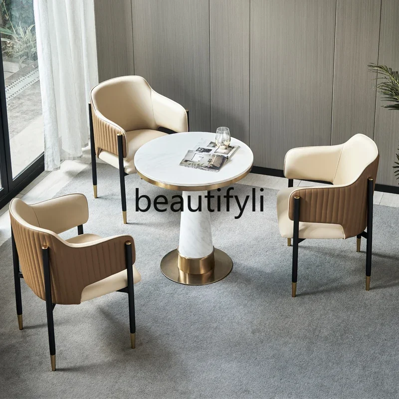 

Light luxury negotiation table and chair combination Modern leisure reception negotiation small round table