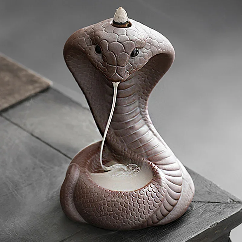 Snake Incense Censer Cobra Incense Fire Source Incense Holder Backflow Waterfall Pottery Porcelain Home Decor Piece