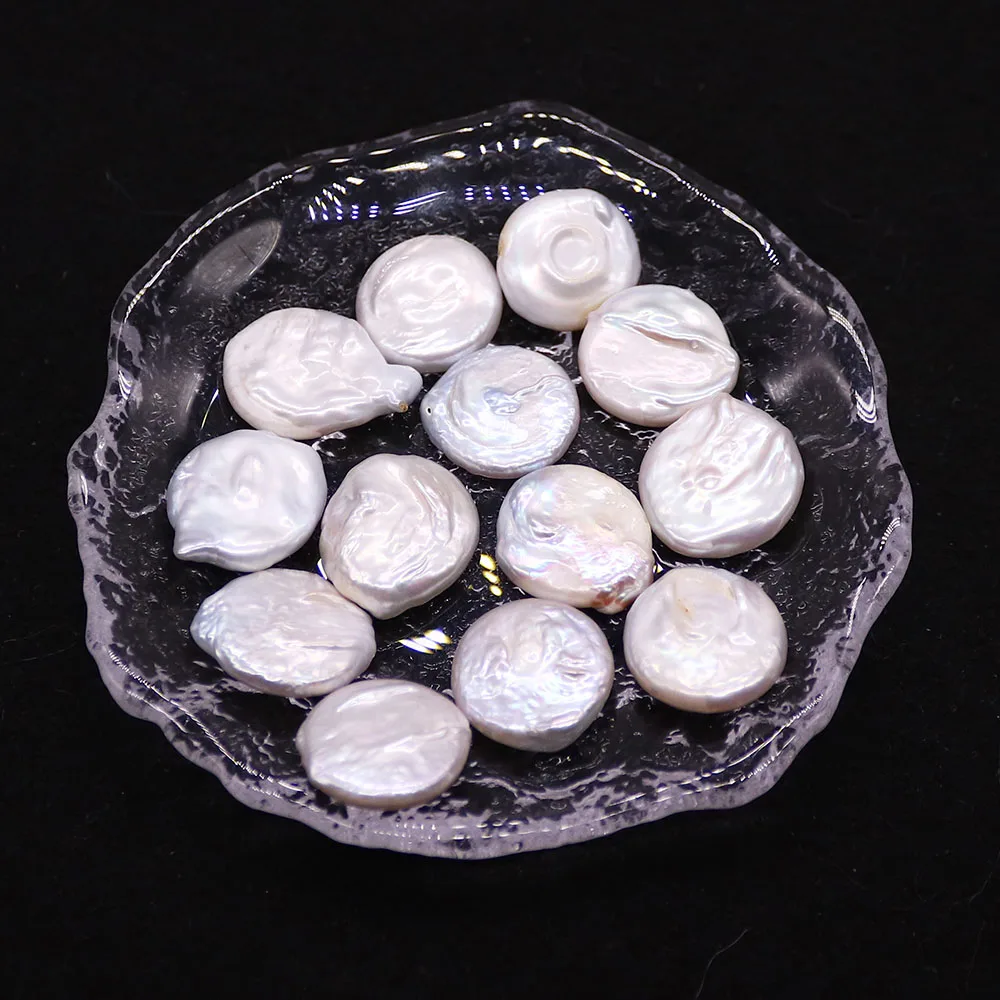 

Natural Freshewater Pearl Irregular Disc Button Shape Beads White Nonporous Loose Bead 5 Pcs DIY Making Fashion Jewelry Gift