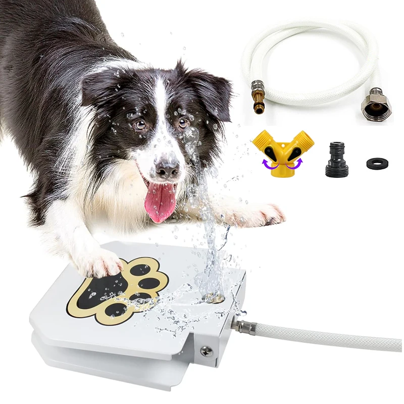 

Press-type Automatic Dog Water Fountain Outdoor Pet Water Dispenser for Courtyard with Hose Garden Step-on Activated Sprinkler