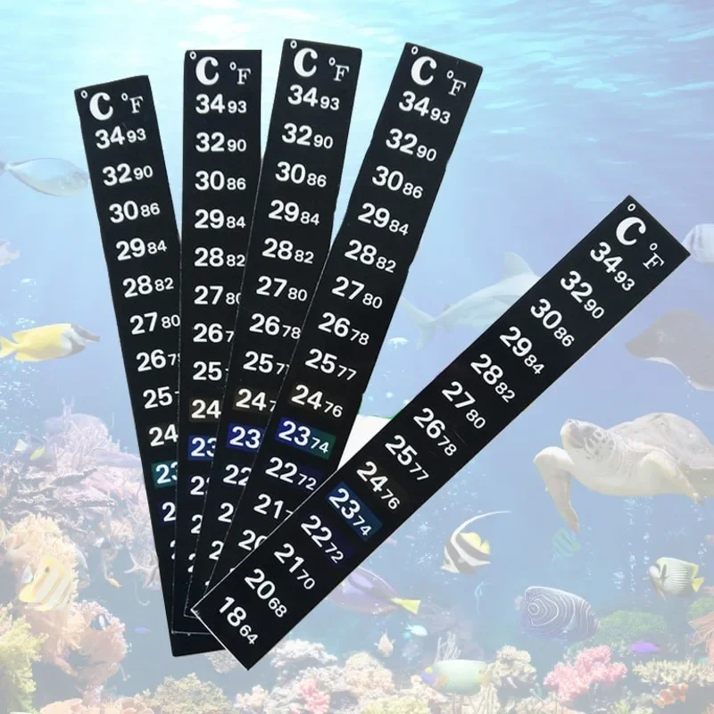 

5Pcs/10Pcs Aquarium Fish Tank Strip Stick-on discolor Thermometer Sticker Adhesive Sticky Dual Scale Sticker Temperature Tools