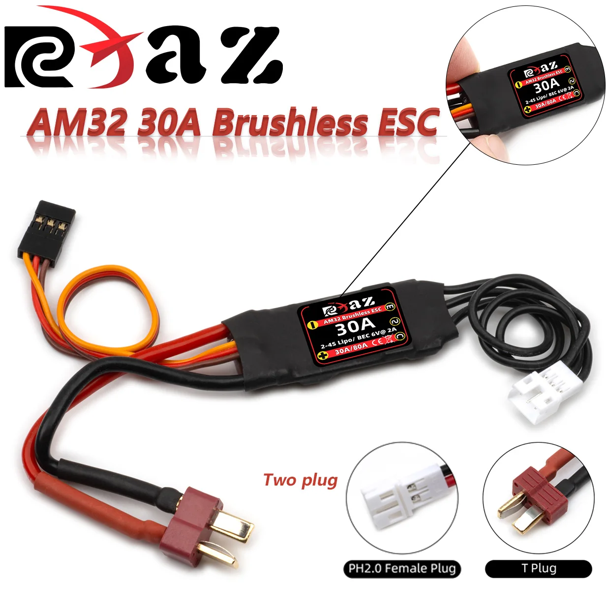 

RCXAZ AM32A Бесщеточный регулятор скорости ESC с USB для осевых автомобилей 1/18 1/24 SCX24 TRX4M