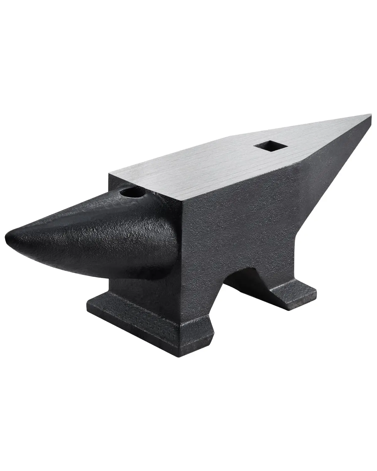 Cast Steel Anvil, 132 Lbs/60kg Single Horn Anvil, High Hardness Rugged Round Horn Anvil Blacksmith, with Large Countertop and St