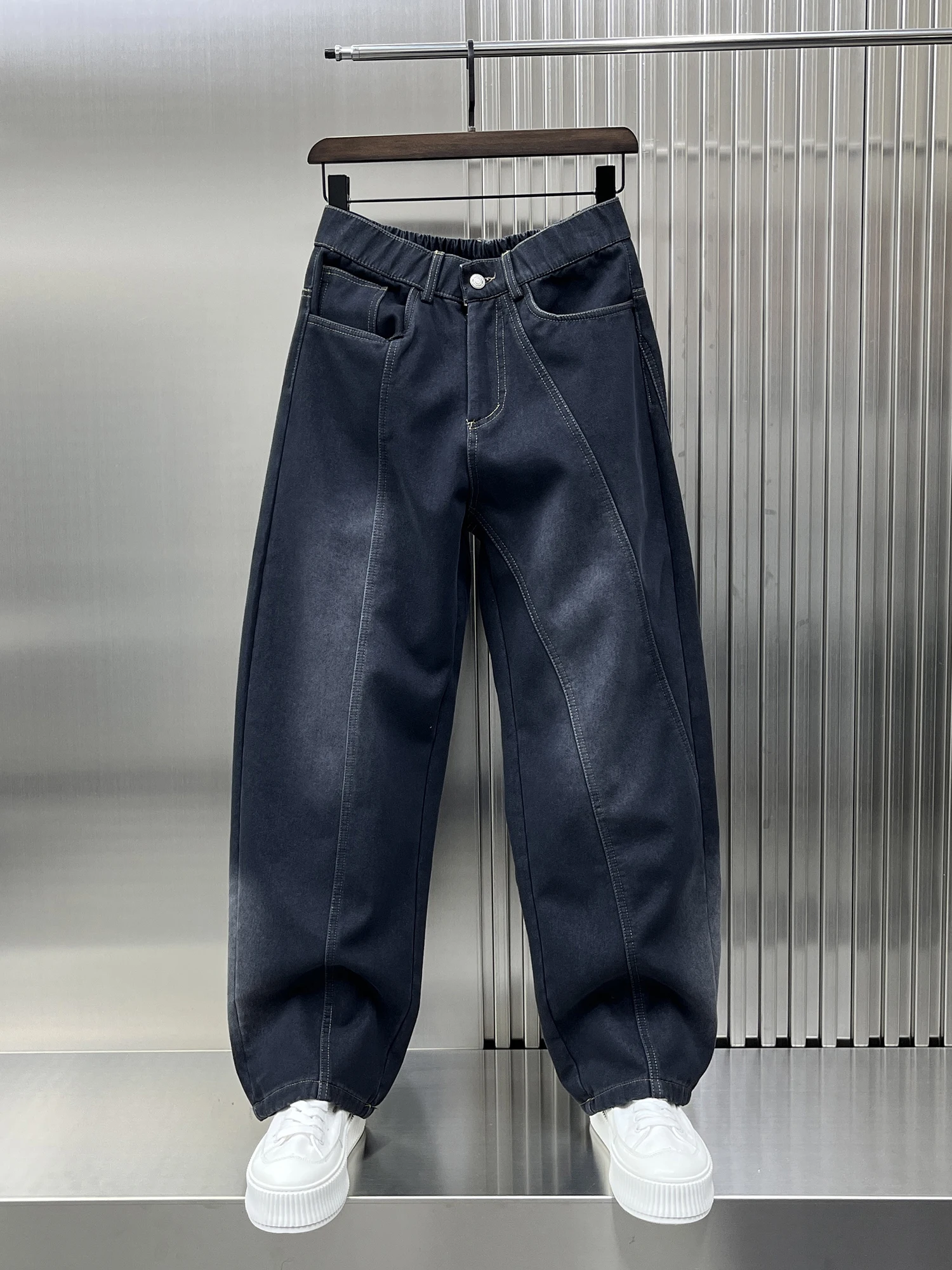 

Модные свободные прямые мужские джинсы, новинка весны, повседневные брюки, с возможностью индивидуального дизайна, удобные, износостойкие