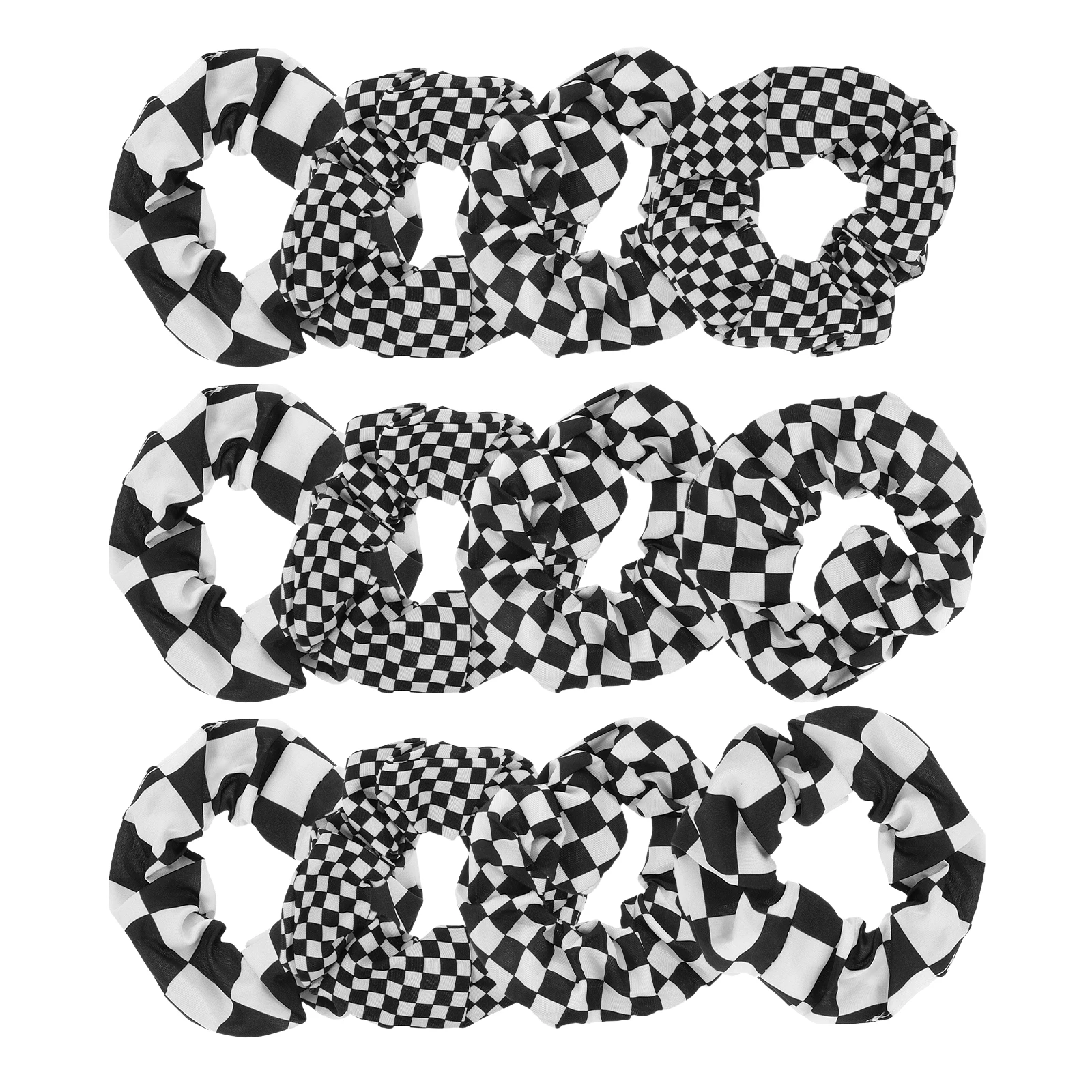 

12pcs Plaid Scrunchies Set Black White Hair Ties Elastic Bands For Women - Soft Styling Accessories Daily Wear Cute Hair Bands