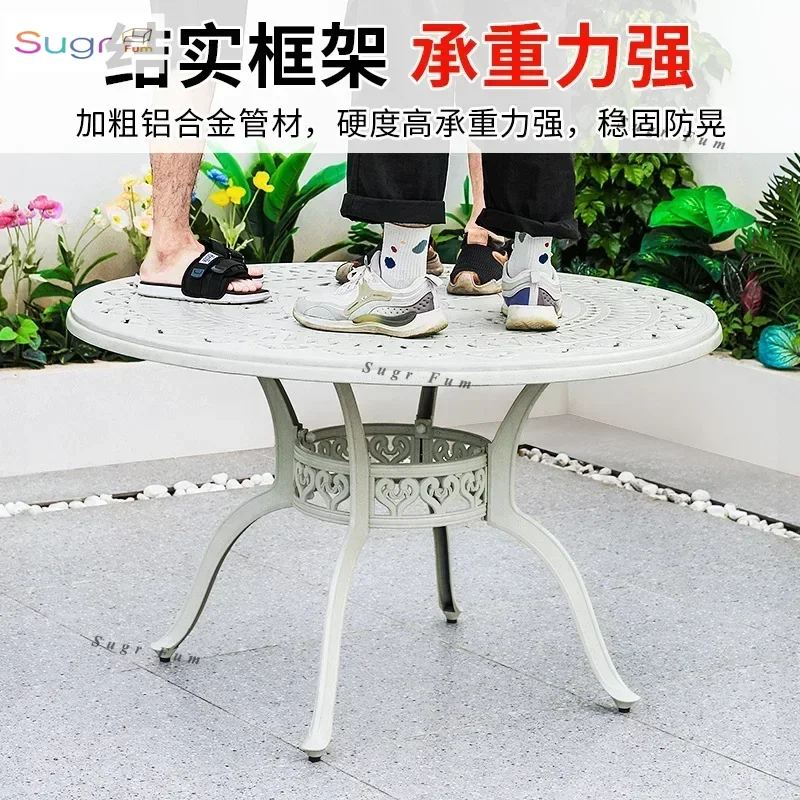 

Nordic aluminum cast iron table set, outdoor balcony, table and chair combination, outdoor leisure