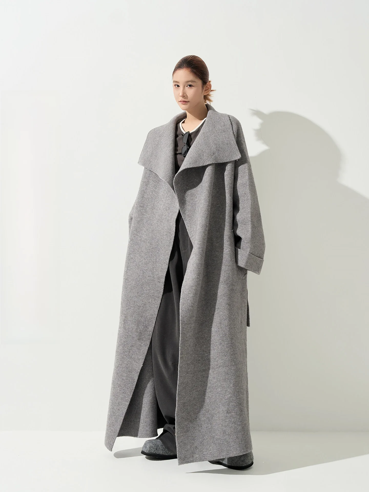 

Wutong Long Sve Knitted Sweater Coat Women's Loose Fit Autumn Winter Korean Sle Lazy Sle Cardigan Coat Warmth Heating