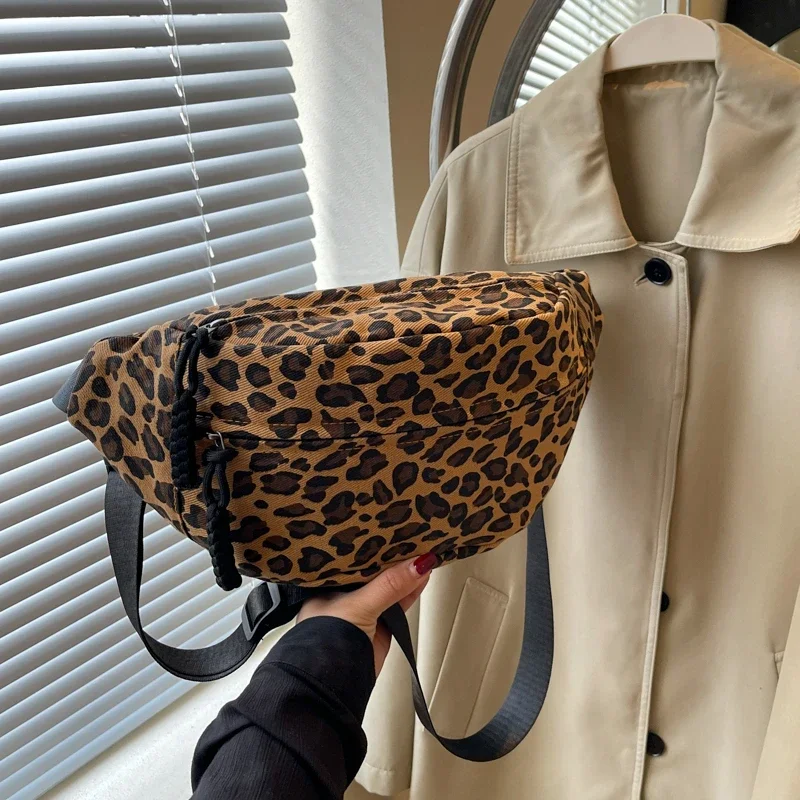 Moda leopardo impressão zíper cintura saco casual portátil crossbody saco para mulher 2024 moda e versátil bolsas para mujeres