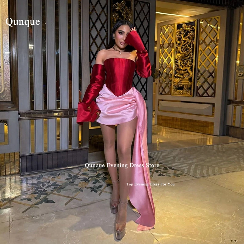 Q (0) bez ramiączek Mini sukienki na studniówkę Krótkie satynowe suknie na przyjęcie Vestidos De Fiestas Elegantes Mujer robe de soirée luxe vongante 2024