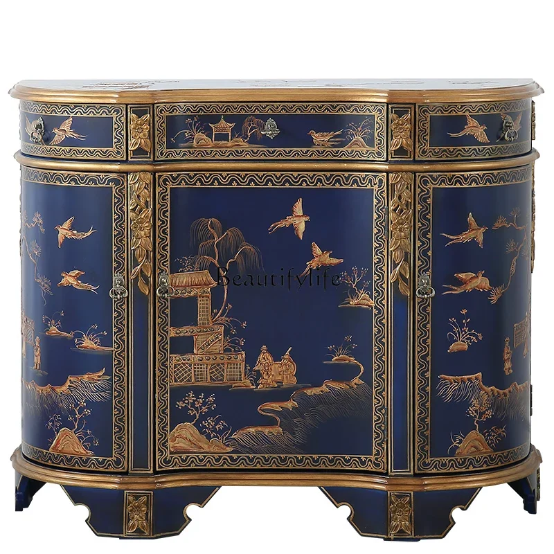 

04lsFrench Furniture American Painted Entrance Cabinet Wall Decorative Cabinet