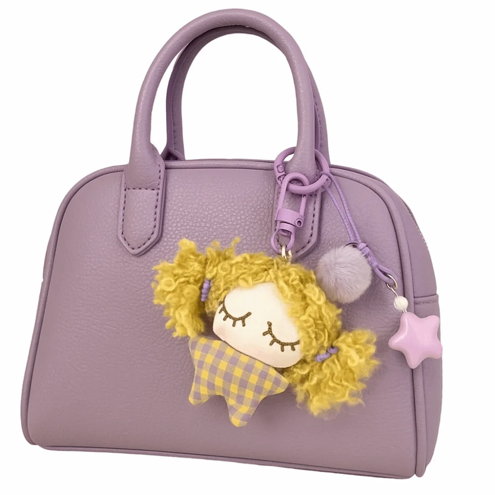 

Lovely Star Little Girl Keychain Plush Ball Doll Cartoon Bag Pendant Stuffed Hanging Bag Charm Hanging Ornaments