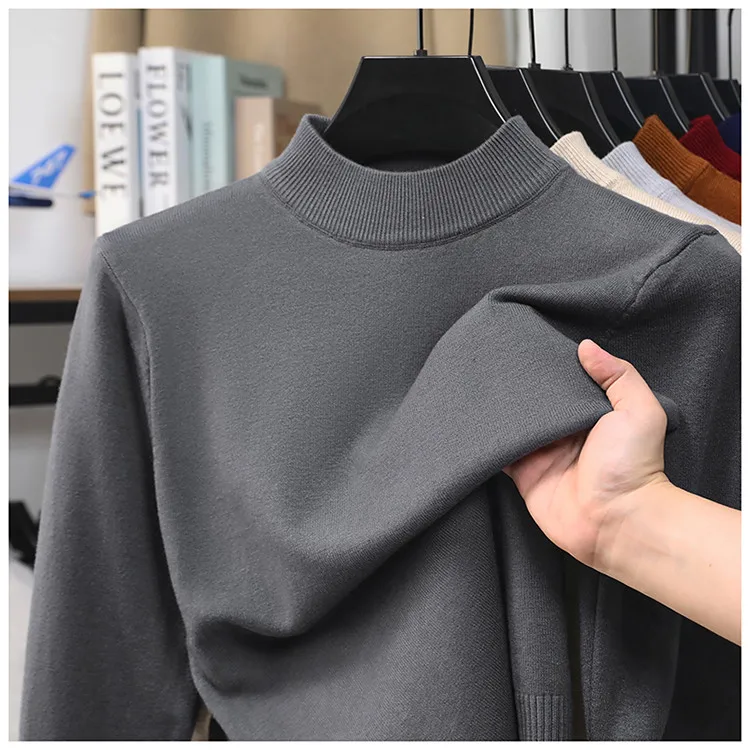 

round Ne Polyester Fiber Autumn Commute Sle Knitted Sweater Faionable Urban Mid-aged Men's Long Sve Warm Top