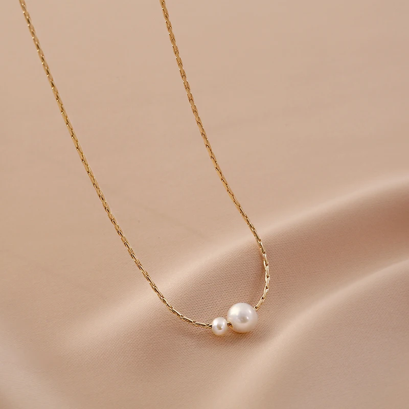 

Lii Ji Real Pearl Moving Beads Choker Necklace Minimalism Jewelry for Women Freshwater Beads Snake Chain Necklace
