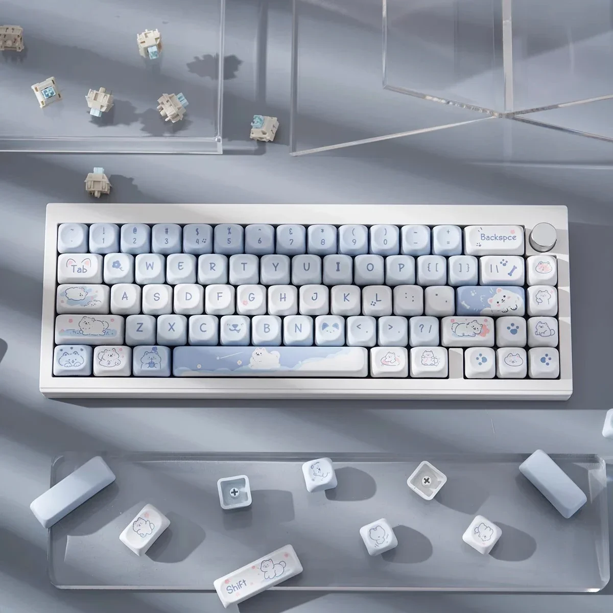 New 95Keys Dessert Cat Theme Keycaps MOA Profile PBT Key Caps Kit for 61/64/68/84/75/87Keys GMK67 Gaming Mechanical Keyboard