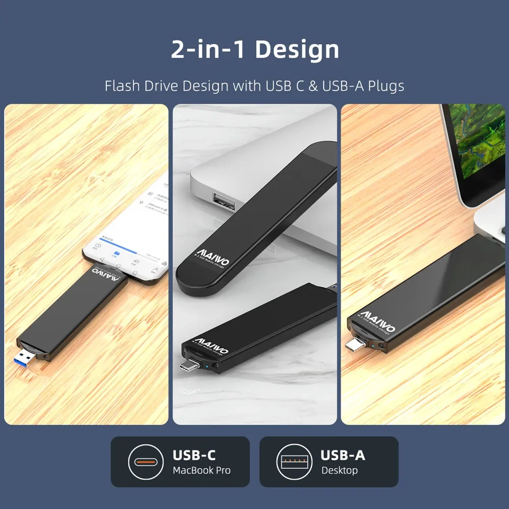 MAIWO M.2 kandang untuk SATA NGFF SSD 2 in 1 USB-A & USB C 3.1 Gen 1 ke SATA B Key/ B & m-key eksternal Solid State Drive