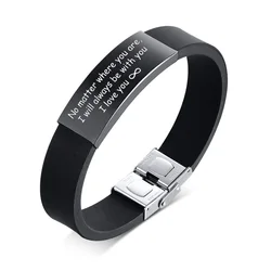 Bracelet personnalisé SOS en Silicone pour hommes et femmes, en acier inoxydable, réglable, à faire soi-même