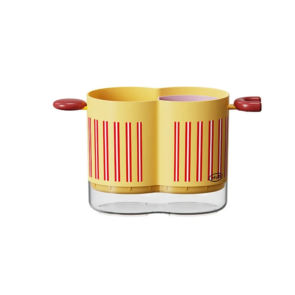 

Plastic 2 Grids Chopstick Cage Detachable Large Capacity Chopsticks Storage Box with Handle Drainable