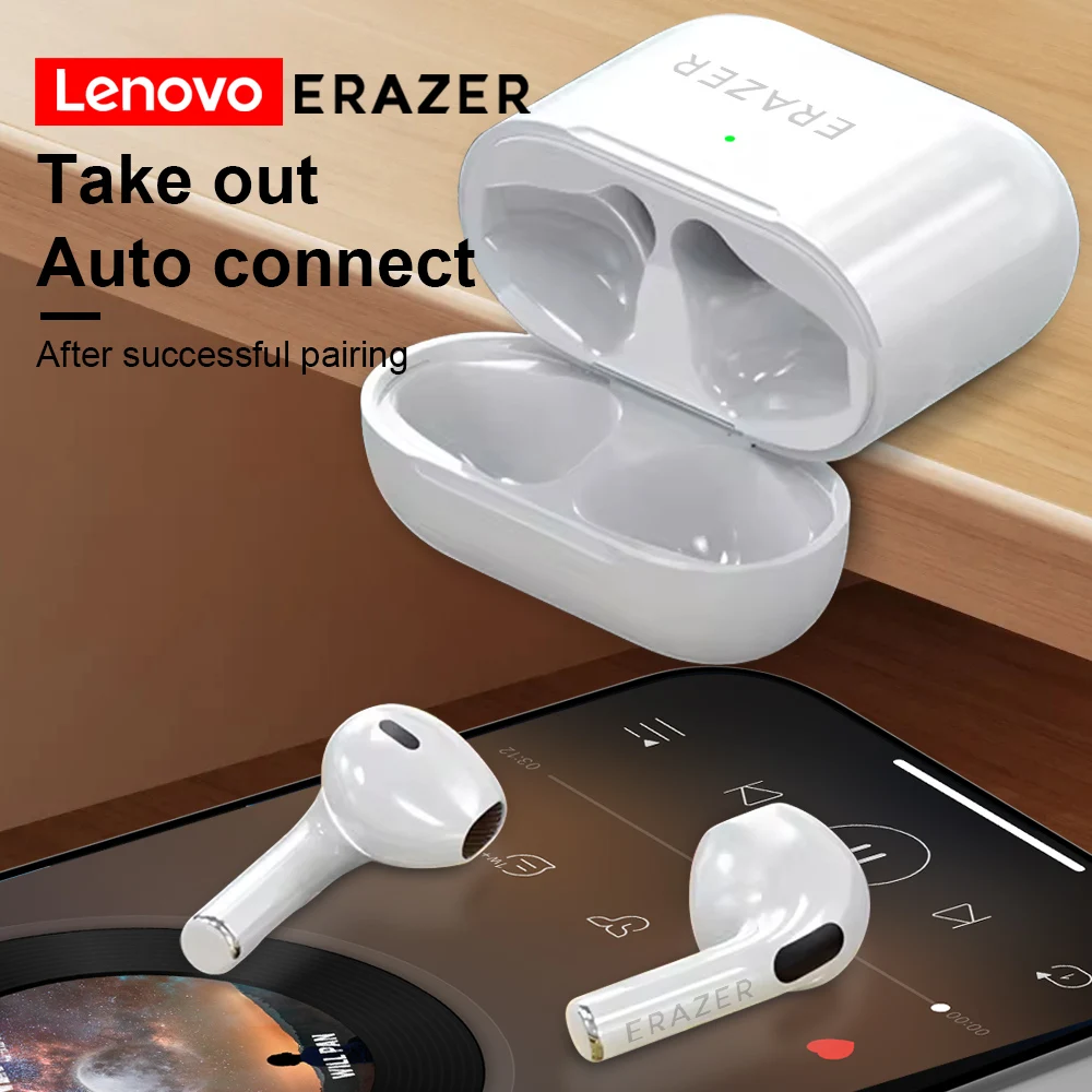 سماعات Lenovo ERAZER Original TWS اللاسلكية المزودة بتقنية البلوتوث، سماعات HiFi ذات الكمون المنخفض، سماعات رأس رياضية، تحكم باللمس، اتصال عالي الدقة