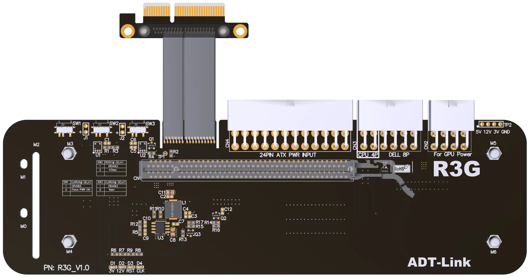 ADT – adaptateur externe R3G pour ordinateur de bureau, carte graphique discrète PCIe x4, câble d'extension PCI-E 3.0