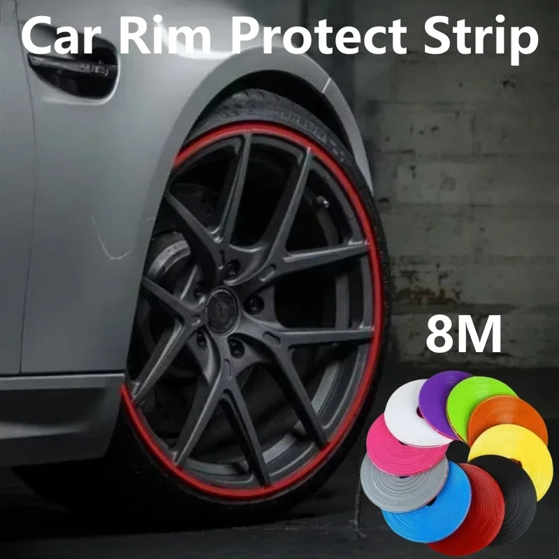 Universal Car Rim Protect Strip 8 Meters Wheel Edge Protector Car Wheel Sticker Tire Protection Care Covers Car Styling Amagi