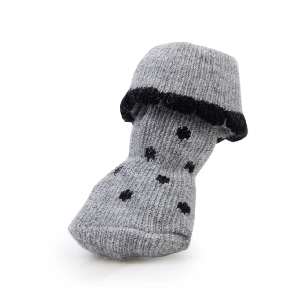 

4pcs Pet Dog Puppy Cat Non Slip Cotton Rubber Bottom Grey Black White M Size Anti Claw Pattern Safe Winter Snow Ice Protection