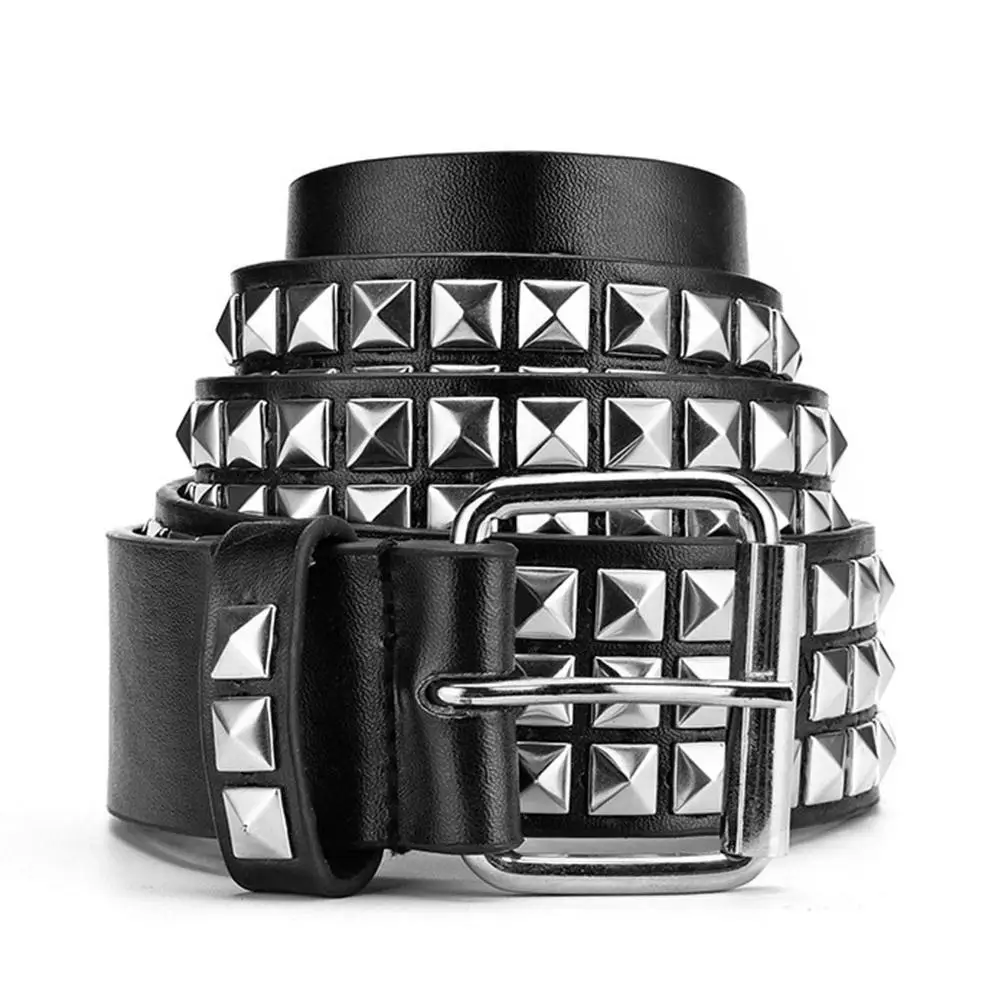 Rivet Hollow Bullet Decoration Belt Studded Belt Punk Rock With Pin Buckle Black Fashion Rhinestone Rivet Adjustable Punk Belt