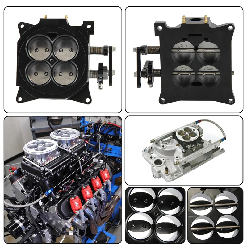 التحكم العددي البليت 1000CFM 4150 جسم خانق المكربن ذو الحواف 1.75 بوصة كور 4 برميل أسود/فضي