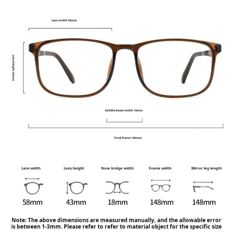 MOMOJA Big Size 148mm Men's TR90 Eyeglasses Frame Tungsten Carbon Plastic Steel Framework Ultra Light Square Optical Glasses 106