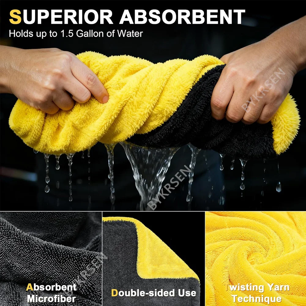 1800GSM Übergroßes Mikrofaser-Autowaschtuch, Superabsorbierend, Schnelltrocknend, Detailing-Lappen, Autowaschzubehör, Ölfleckenentfernung – Detail 1