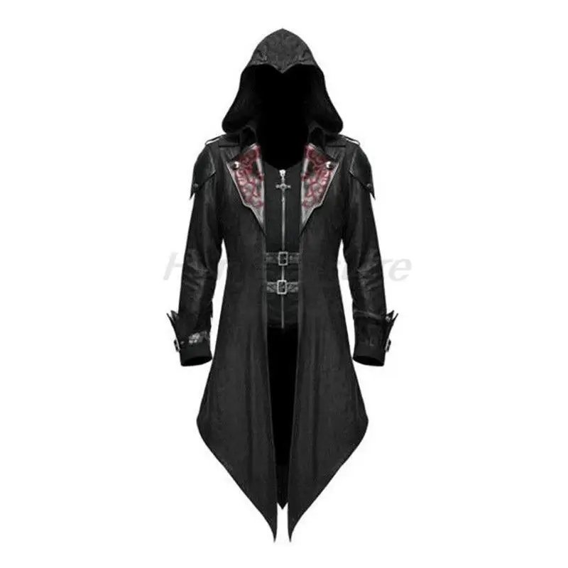 Vestes à capuche médiévales pour hommes, costume d\'Halloween, vêtements d\'extérieur, Edward Assassins Creed, Streetwear, Cosplay Assassin, 2