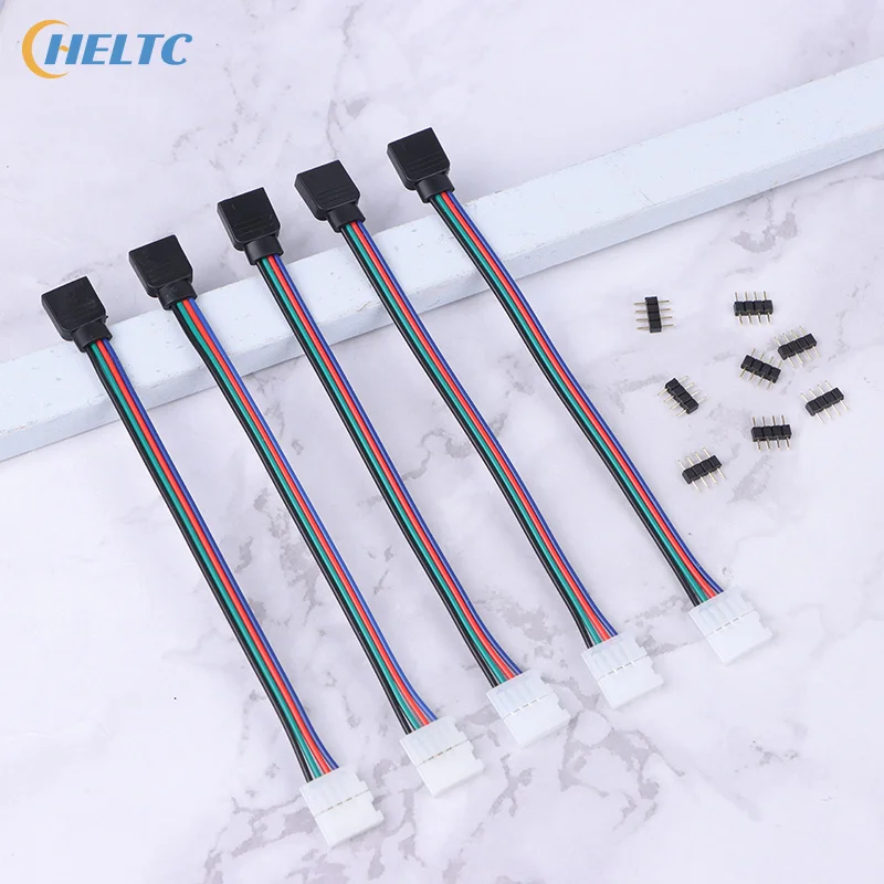 5Pcs/lot 5050 LED RGB Strip Light Connector 4 Pin Conductor Strip To Controller Jumper Solderless Clip On Pigtail Power Adapter