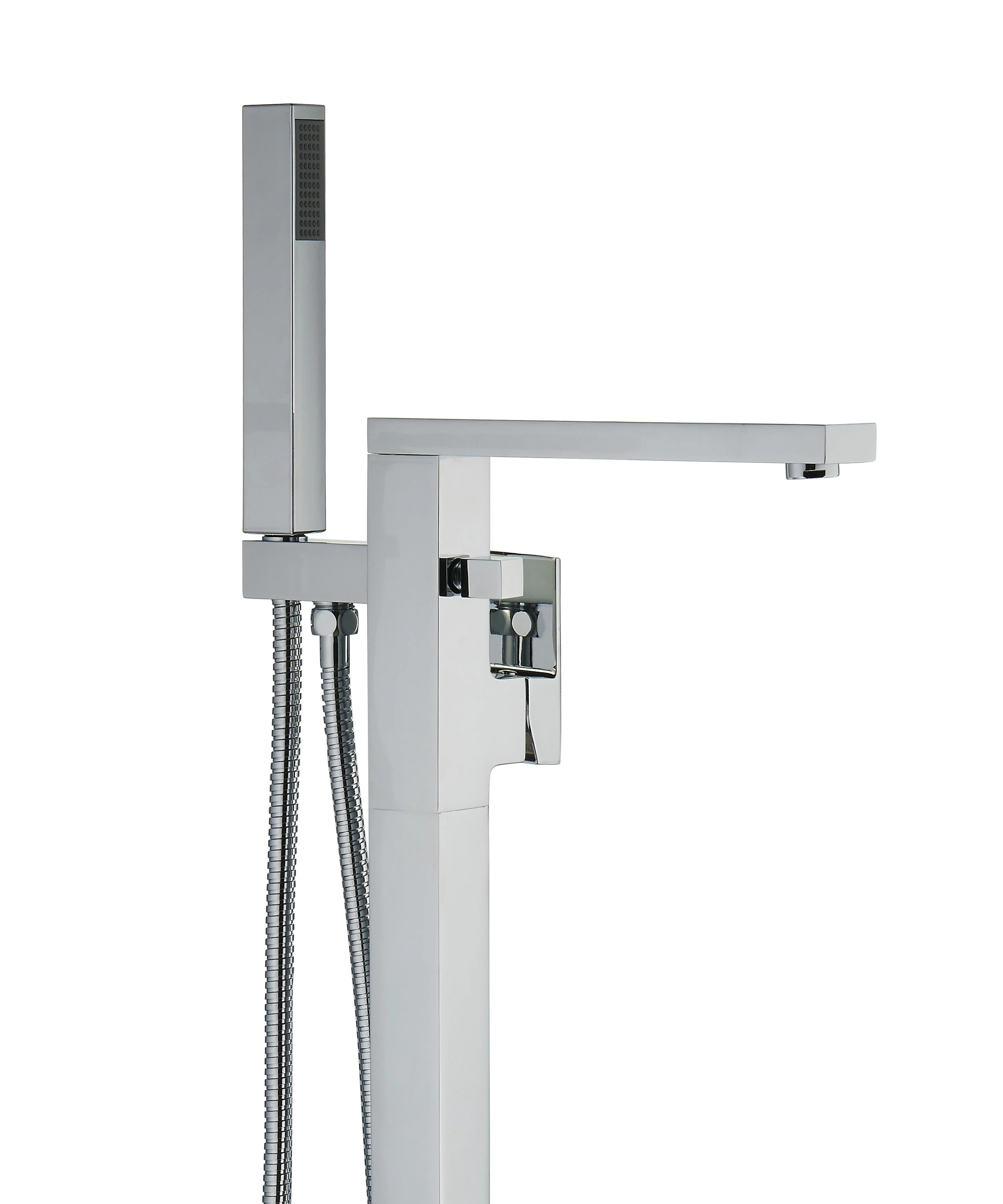 New Arrivals Chrome Polished Single Brass Floor Free Stand Shower Faucet Set Shower Head Hand Shower Thermostatic Rain Spray